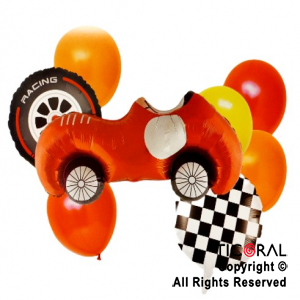 SET DE GLOBOS METALIZADO RACE CAR 9 UNIDADES X 1